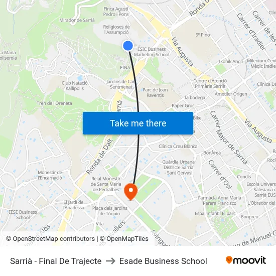 Sarrià - Final De Trajecte to Esade Business School map