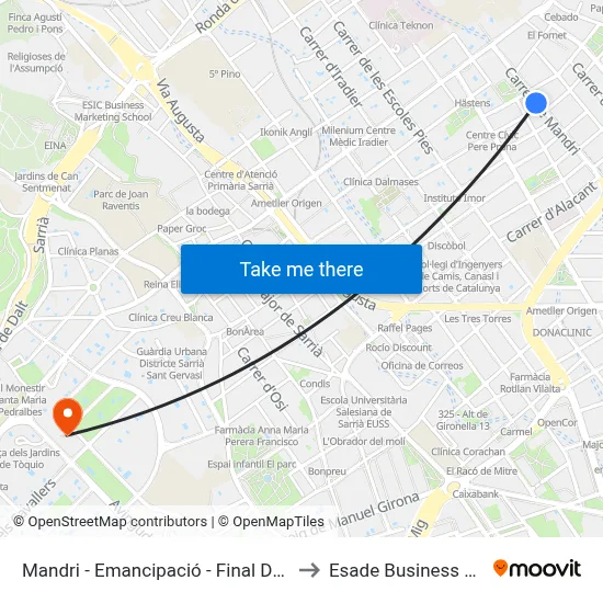 Mandri - Emancipació - Final De Trajecte to Esade Business School map