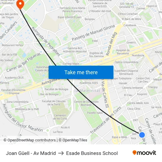 Joan Güell - Av Madrid to Esade Business School map