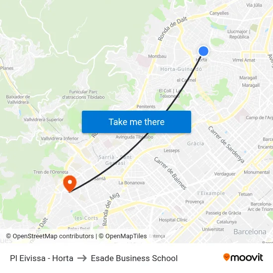 Pl Eivissa - Horta to Esade Business School map