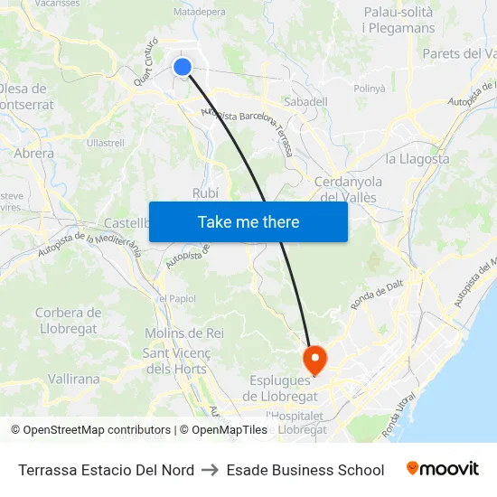 Terrassa Estacio Del Nord to Esade Business School map