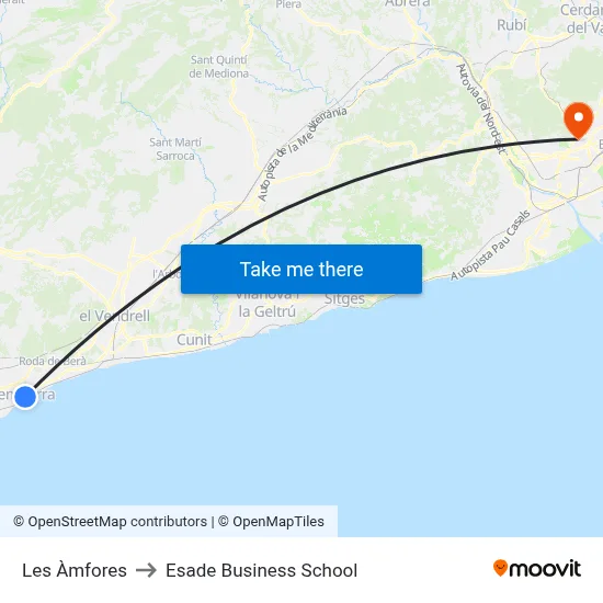 Les Àmfores to Esade Business School map