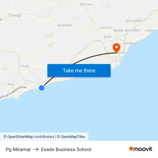 Pg Miramar to Esade Business School map