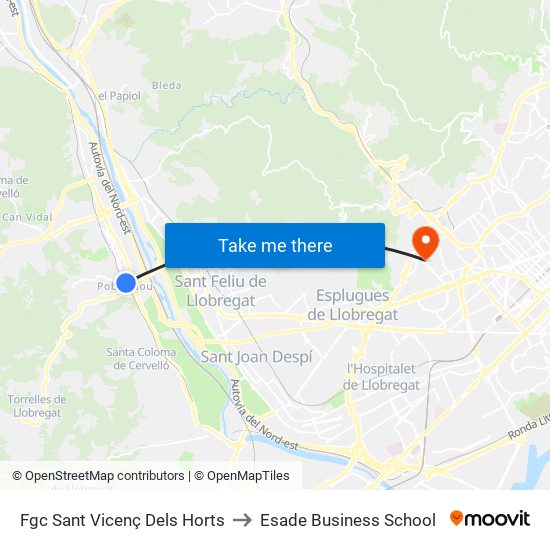 Fgc Sant Vicenç Dels Horts to Esade Business School map