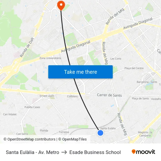 Santa Eulàlia - Av. Metro to Esade Business School map