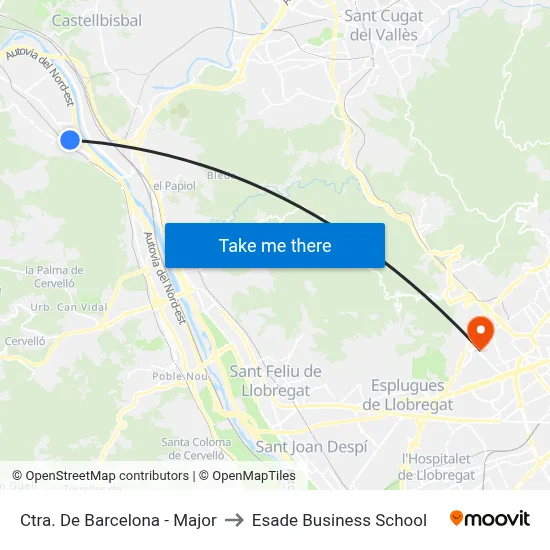Ctra. De Barcelona - Major to Esade Business School map