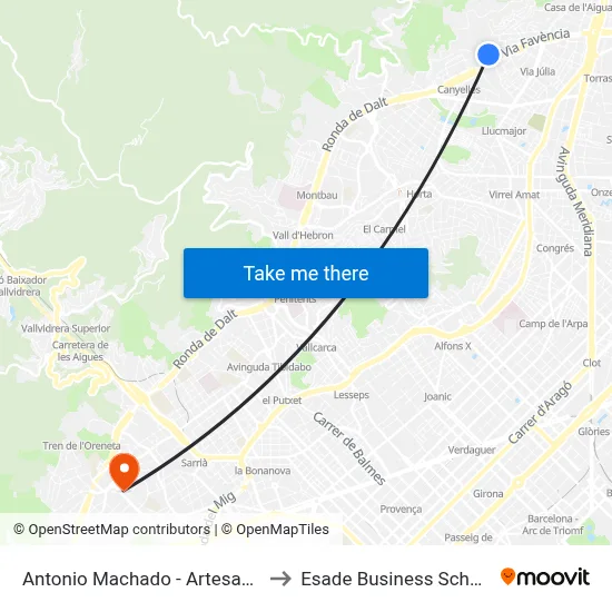 Antonio Machado - Artesania to Esade Business School map