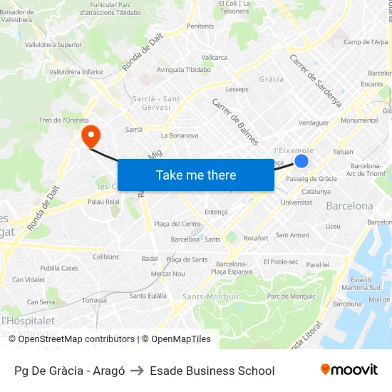 Pg De Gràcia - Aragó to Esade Business School map
