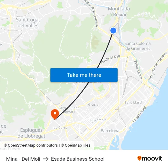 Mina - Del Molí to Esade Business School map