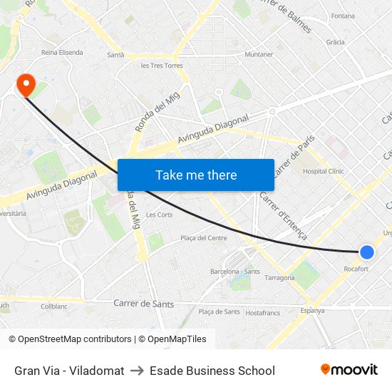 Gran Via - Viladomat to Esade Business School map