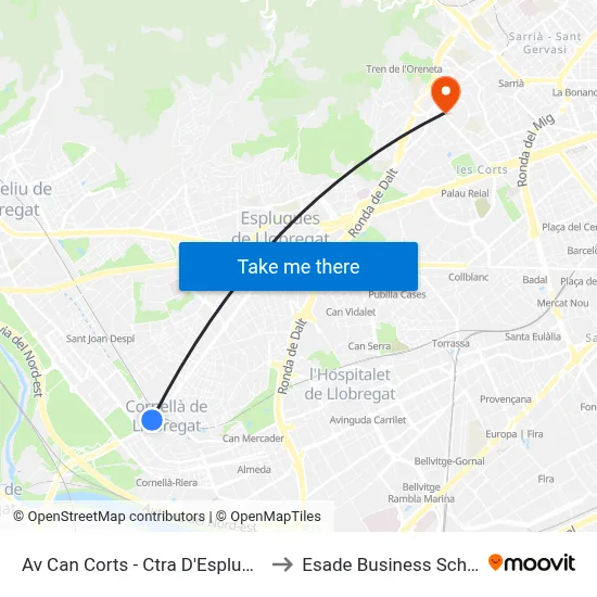 Av Can Corts - Ctra D'Esplugues to Esade Business School map