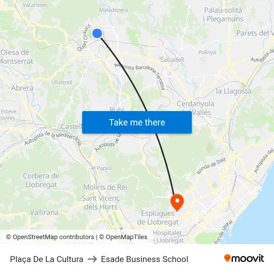 Plaça De La Cultura to Esade Business School map