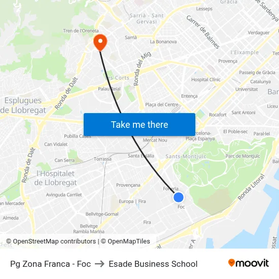 Pg  Zona Franca - Foc to Esade Business School map