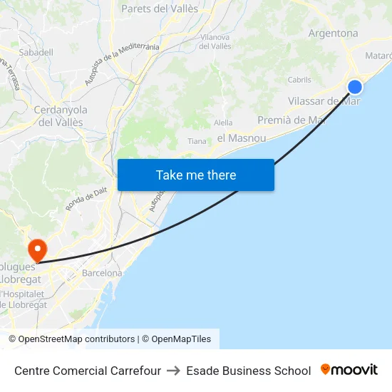 Centre Comercial Carrefour to Esade Business School map