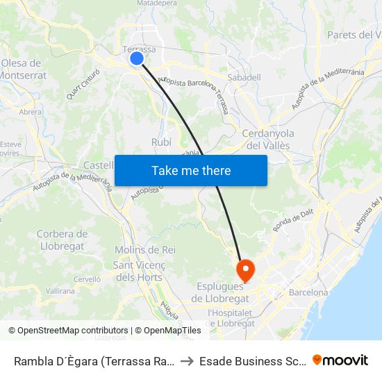 Rambla D´Ègara (Terrassa Rambla) to Esade Business School map