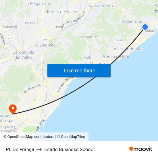 Pl. De França to Esade Business School map