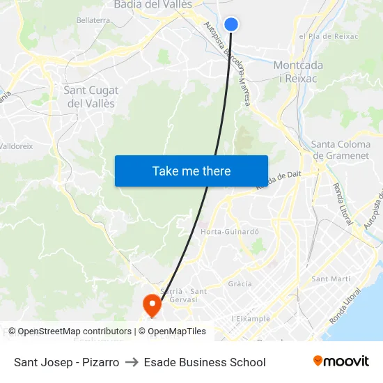 Sant Josep - Pizarro to Esade Business School map