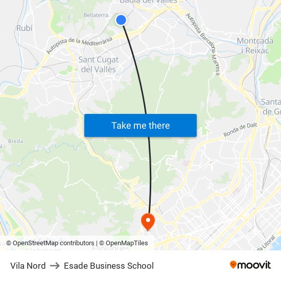 Vila Nord to Esade Business School map