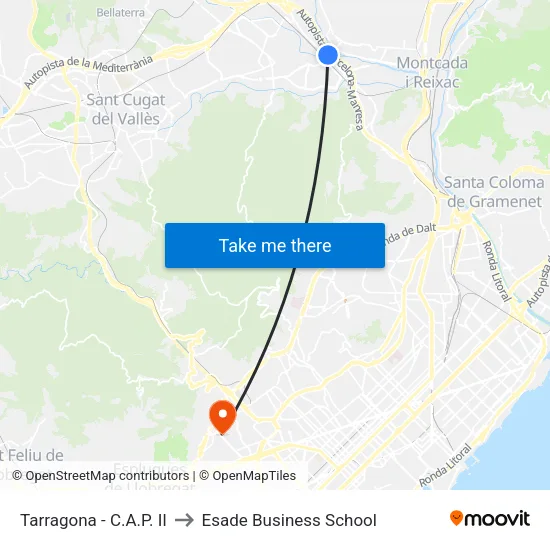 C.A.P. Cerdanyola-Ripollet to Esade Business School map