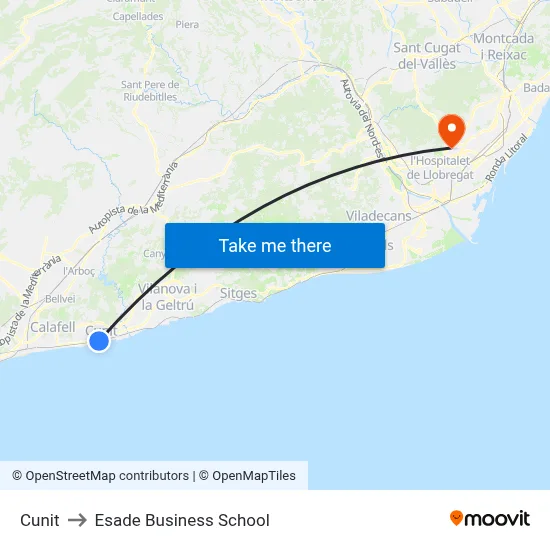 Cunit to Esade Business School map