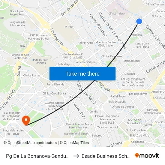 Pg De La Bonanova-Ganduxer to Esade Business School map