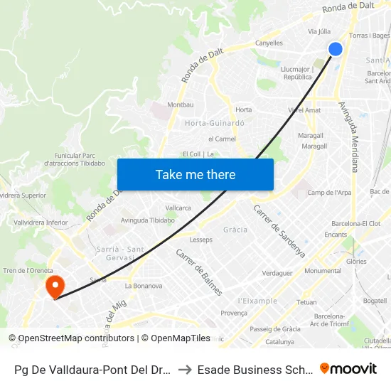 Pg De Valldaura-Pont Del Dragó to Esade Business School map