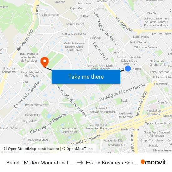 Benet I Mateu-Manuel De Falla to Esade Business School map
