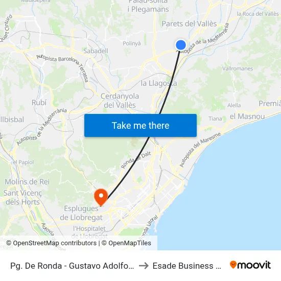 Pg. De Ronda - Gustavo Adolfo Bécquer to Esade Business School map