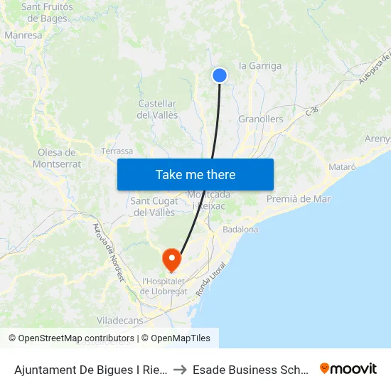 Ajuntament De Bigues I Riells to Esade Business School map