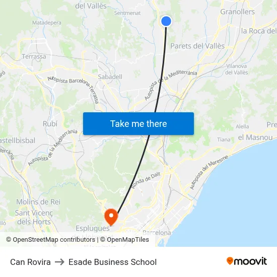 Can Rovira to Esade Business School map