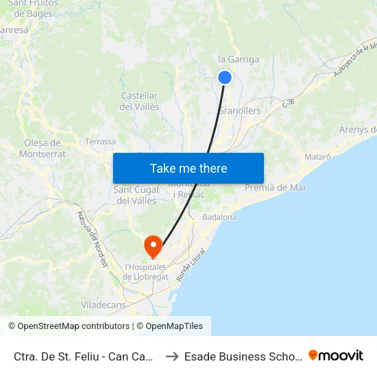 Ctra. De St. Feliu - Can Camp to Esade Business School map