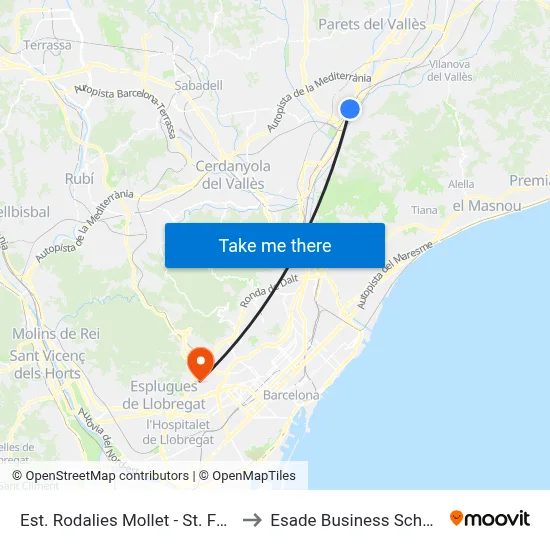 Est. Rodalies Mollet - St. Fost to Esade Business School map