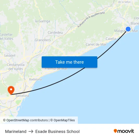Marineland to Esade Business School map