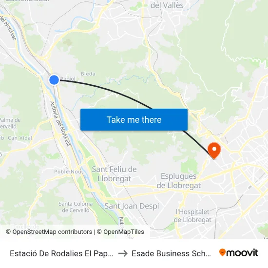 Estació De Rodalies El Papiol to Esade Business School map