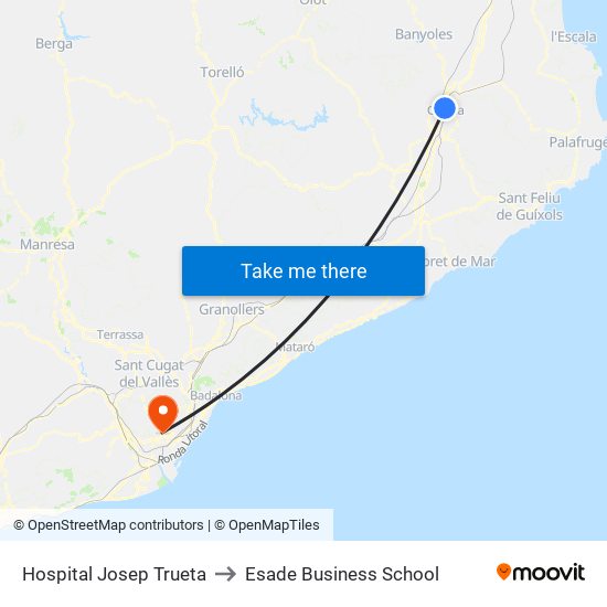 Hospital Josep Trueta to Esade Business School map