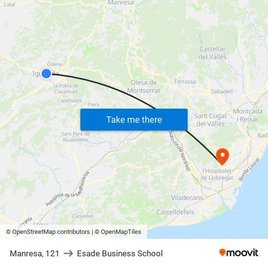 Manresa, 121 to Esade Business School map