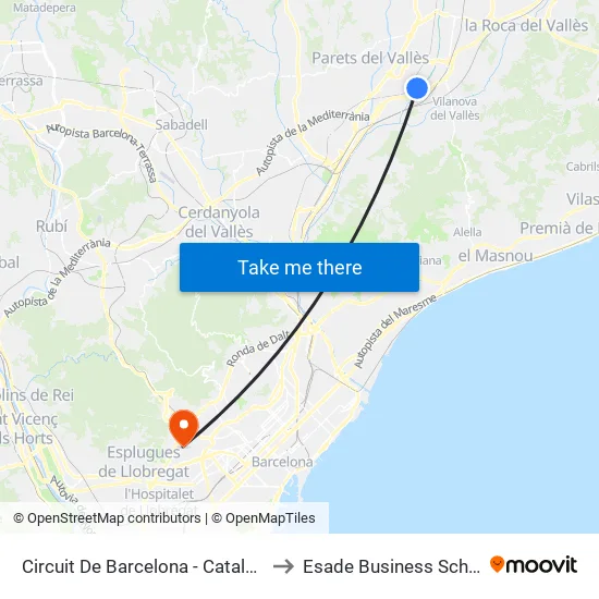 Circuit De Barcelona - Catalunya to Esade Business School map