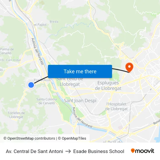 Av. Central De Sant Antoni to Esade Business School map