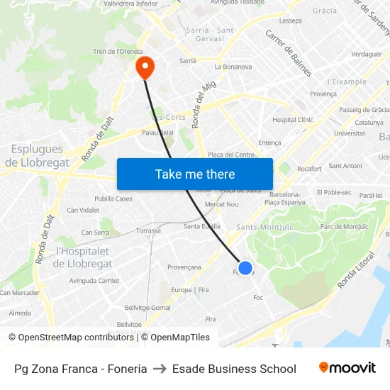 Pg Zona Franca - Foneria to Esade Business School map