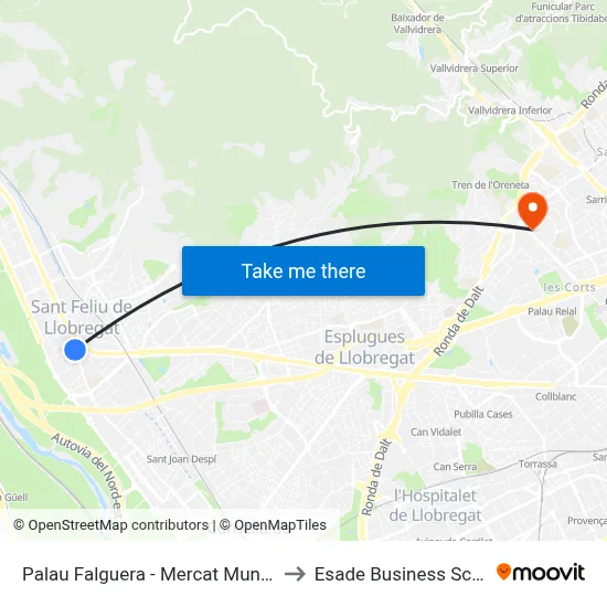 Palau Falguera - Mercat Municipal to Esade Business School map
