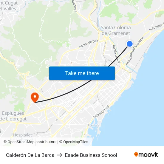 Calderón De La Barca to Esade Business School map