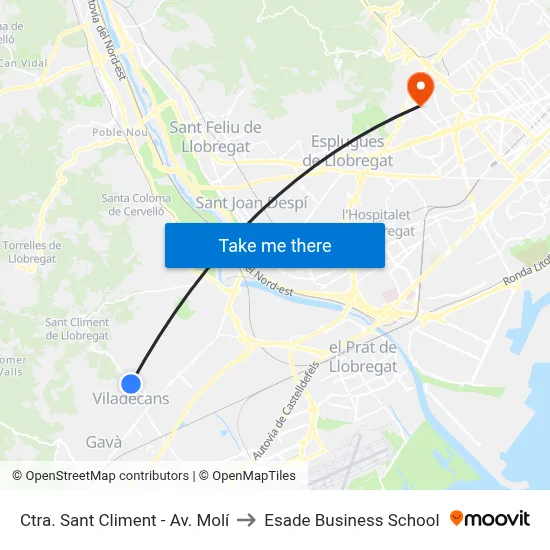 Ctra. Sant Climent - Av. Molí to Esade Business School map