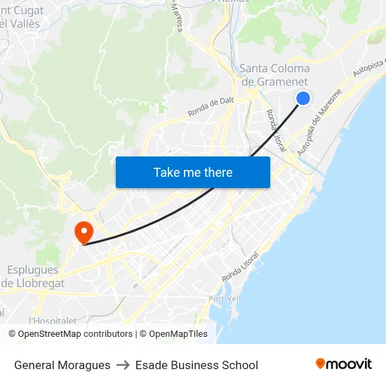 General Moragues to Esade Business School map