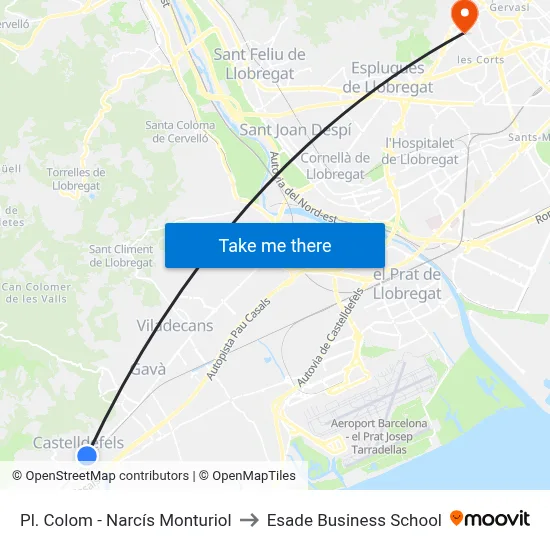 Pl. Colom - Narcís Monturiol to Esade Business School map