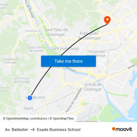 Av. Ballester to Esade Business School map