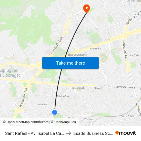 Sant Rafael - Av. Isabel La Catòlica to Esade Business School map