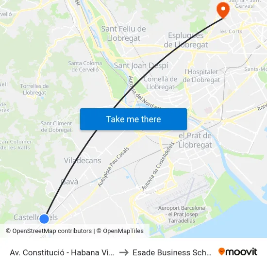 Av. Constitució - Habana Vieja to Esade Business School map