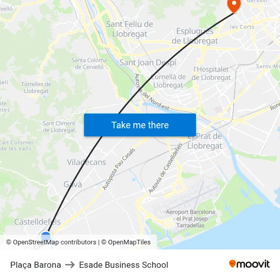 Plaça Barona to Esade Business School map