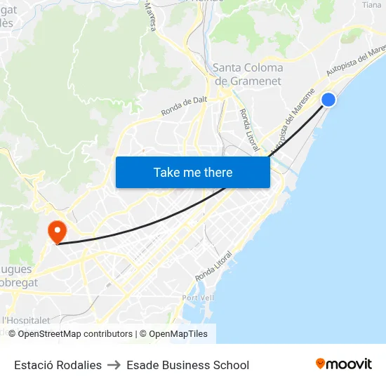 Estació Rodalies to Esade Business School map