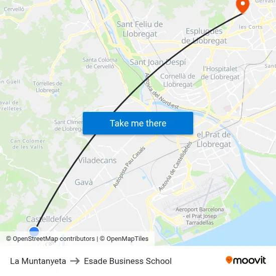 La Muntanyeta to Esade Business School map